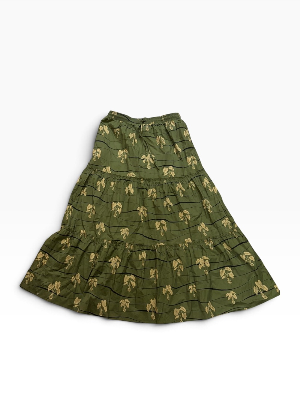 Hawaii's Finest Maxi Skirt Women 2X olive Haloa Kalo Aloha